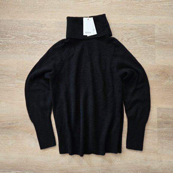 Quince Baby Alpaca Wool Blend Black Turtleneck Sweater Size Small New With Tags - Picture 1 of 17